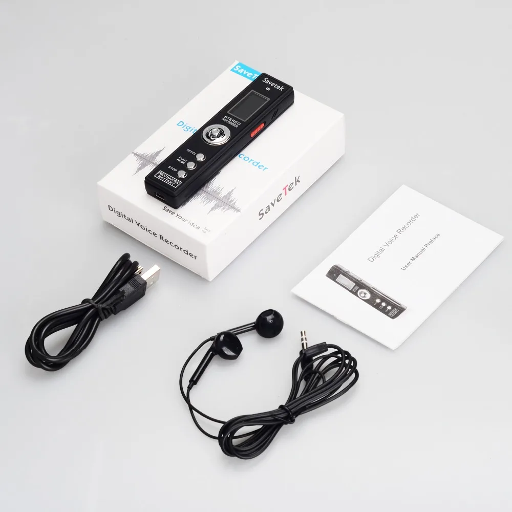 Перезаряжаемая USB ручка диктофон цифровой mp3 плеер запись 384 кбит/с встроенный