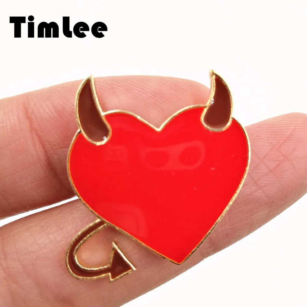 Timlee X204 металлическая брошь с рисунком дьявола красного сердца глаз булавки