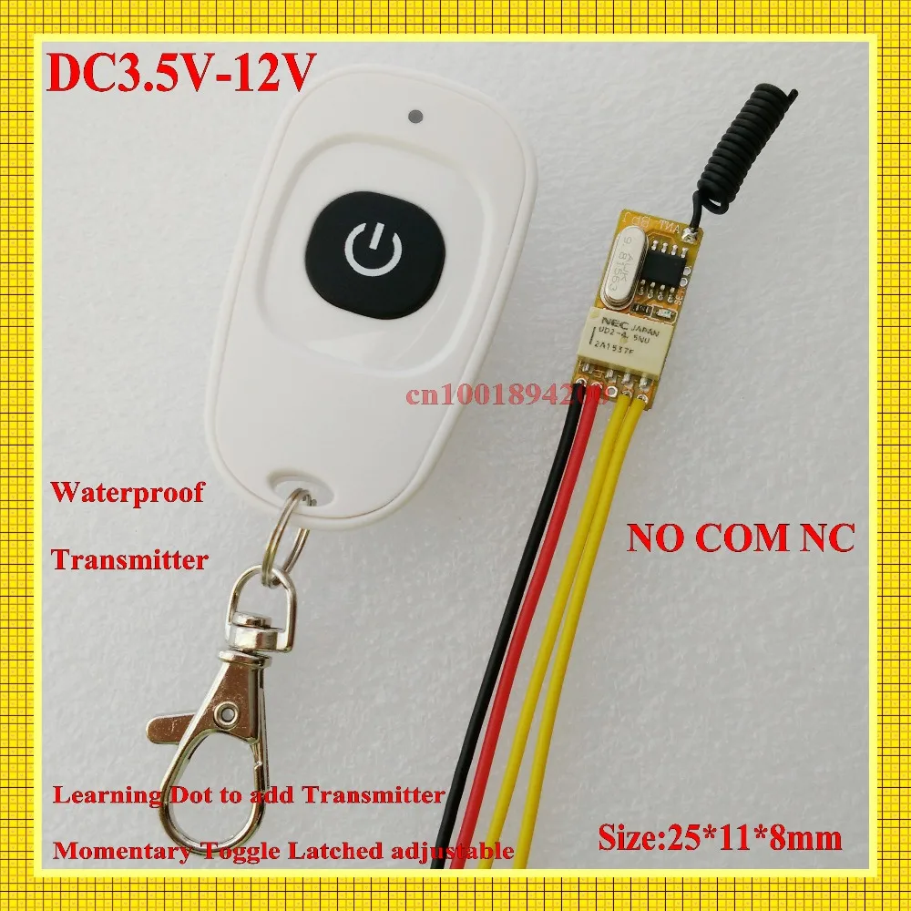 

DC3.7V 4,5 V 5V 6V 7,4 V 9V 12V Мини-релейный пульт дистанционного управления 1A реле без COM NC беспроводной переключатель нормально открытый закрытый небольшой размер RF RXTX