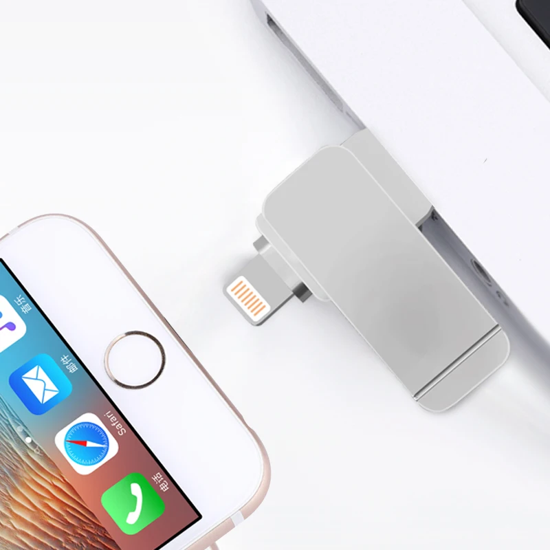 BRU OTG 16G32G64G128GB USB флэш-накопитель для iPhone XS/X/8/7/7 Plus/6 Plus/6s/5S iPad iOS Мини Металл Pendrive memory