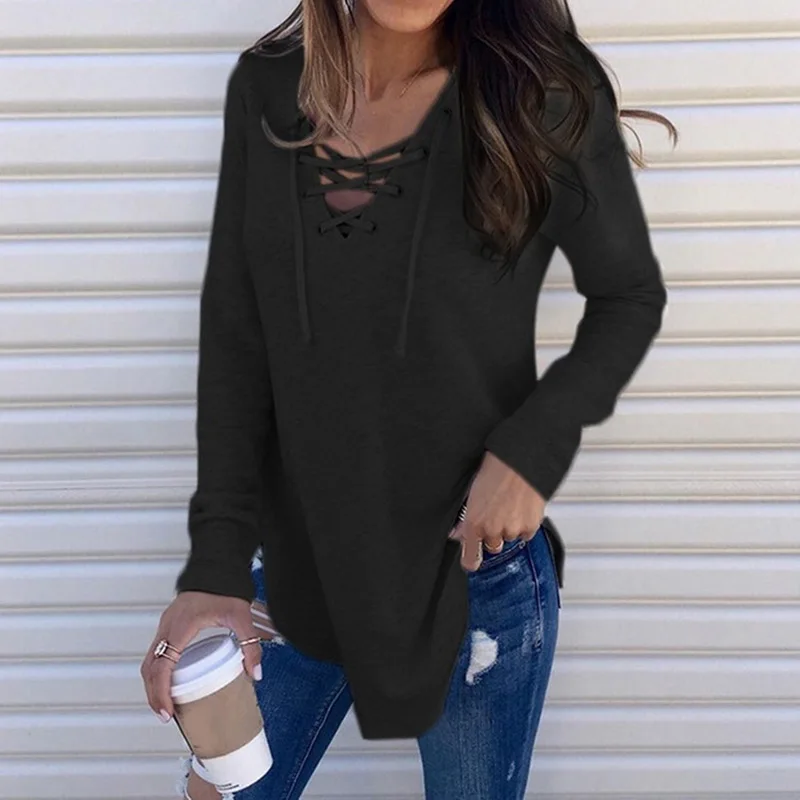 LITTHING 2019 женские футболки с длинным рукавом весна-осень сексуальные бандажные