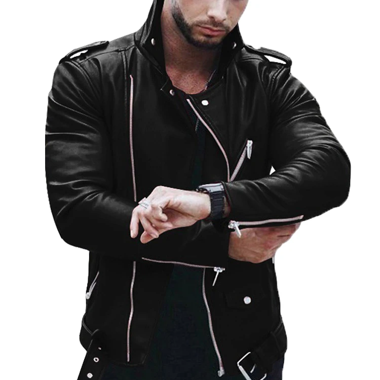 Black Маунтинскин 5XL мужские Куртки из искусственной кожи осенние пальто из искусственной кожи Мужская мотоциклетная куртка приталенная модная мужская брендовая одежда SA599 - Цвет: Black