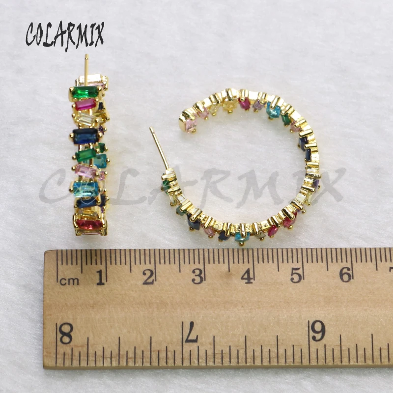 

5 pairs stud hook earrings rainbow crystal hook earrings accessories zircon earrings jewels accessories for women 5567