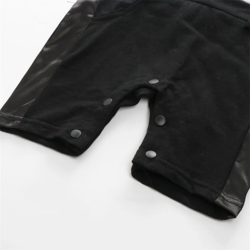 Летний черно белый смокинг для новорожденных мальчиков Костюм с бантом