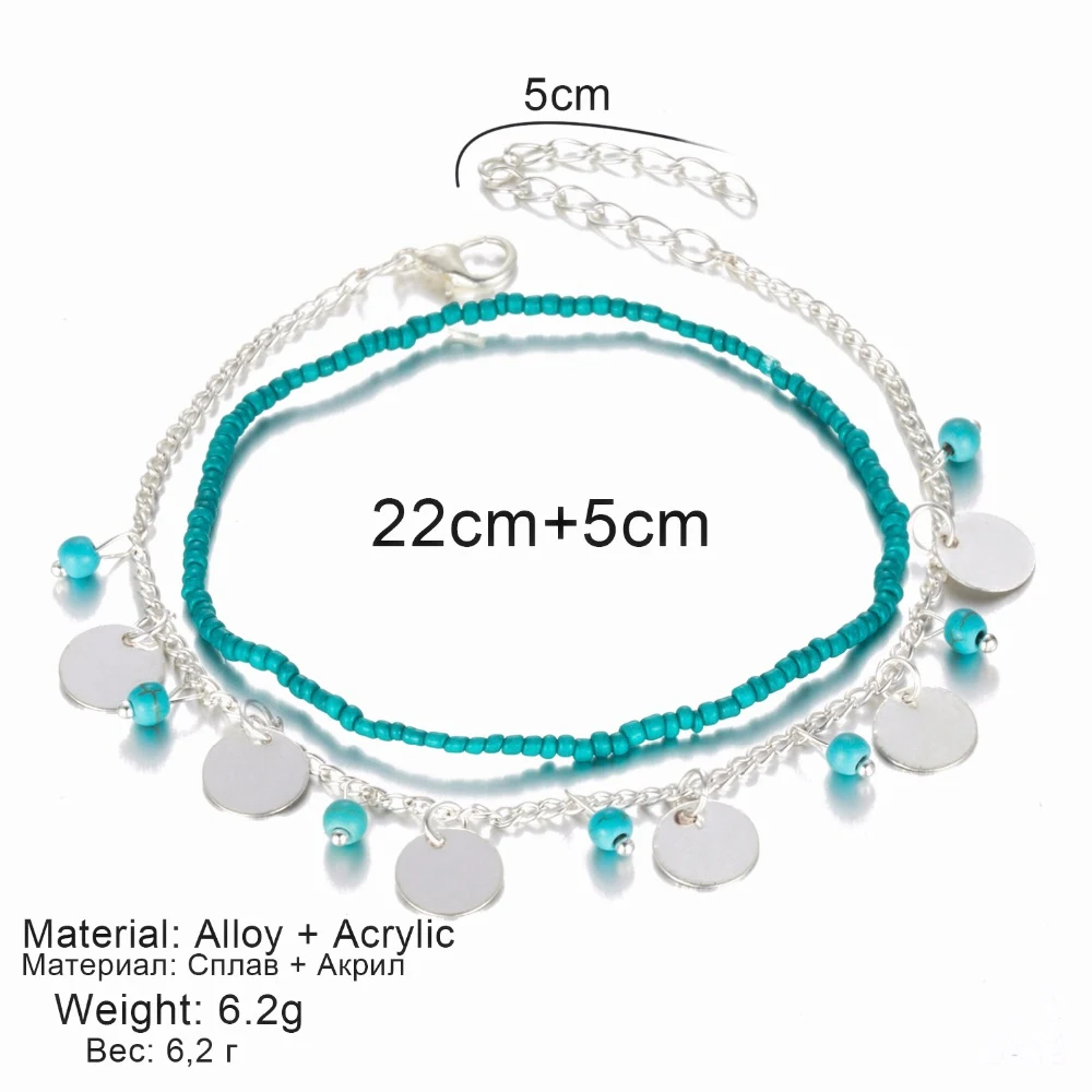 

Vintage Handmade Beads Ankle Bracelets for Women Bohemia Leg Chain Round Tassel Anklet Summer Beach Accessories DIY Foot Jewelry
