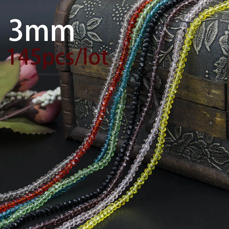 5A qaulity! Ограненные круглые стеклянные бусины 145 шт./лот 3 мм|bicone crystal beads|round glass beadsglass