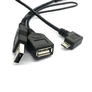

CYSM Right Angled 90 Degree Micro USB OTG Cable w Power for i9100 i9300 i9220 N7100