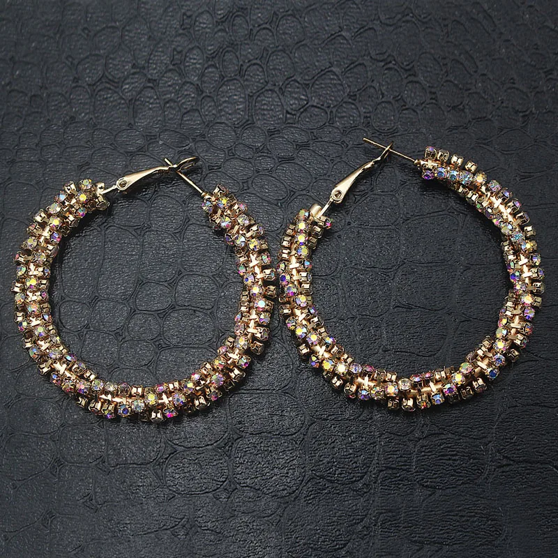 2017 золото Цвет серьги-кольца цветок для женщин Стразы с украшением в виде