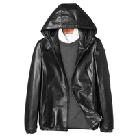 hooded real sheepskin leather coat male casual leather coat man spring real leather jacket sheepskin hooded outwear