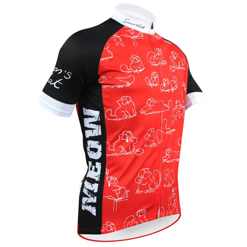 cycling jerseys New Mens Cycling Jersey Comfortable Bike shirt MEOW Alien SportsWear Cartoon cat Red clothing Size 2XS-5 | Спорт и