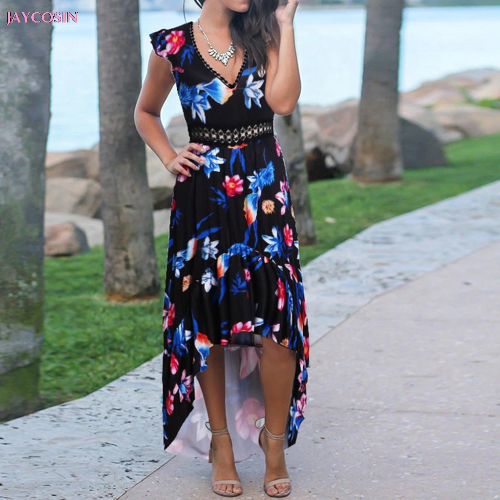 2020 Dress S- XXL Size Women's Floral Bodycon Derss Mid-Calf Elegant Sleeveless Ruffle Midi Party Lover Gift Drop #0409 | Женская