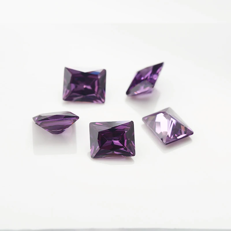 

50PCS 3x4~13x18mm Rectangle Shape Princess cut Purple Loose cz stone Synthetic Gems Cubic Zirconia For DIY Jewelry Stone