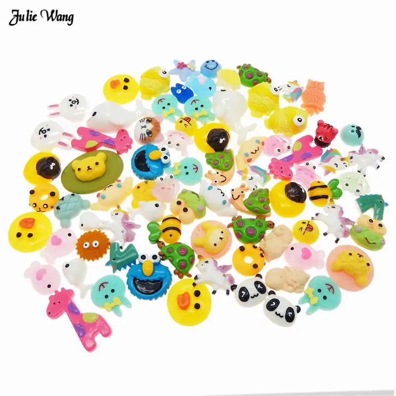 Julie Wang 20 шт смолы случайный мультфильм животных амулеты Flatback Кабошон