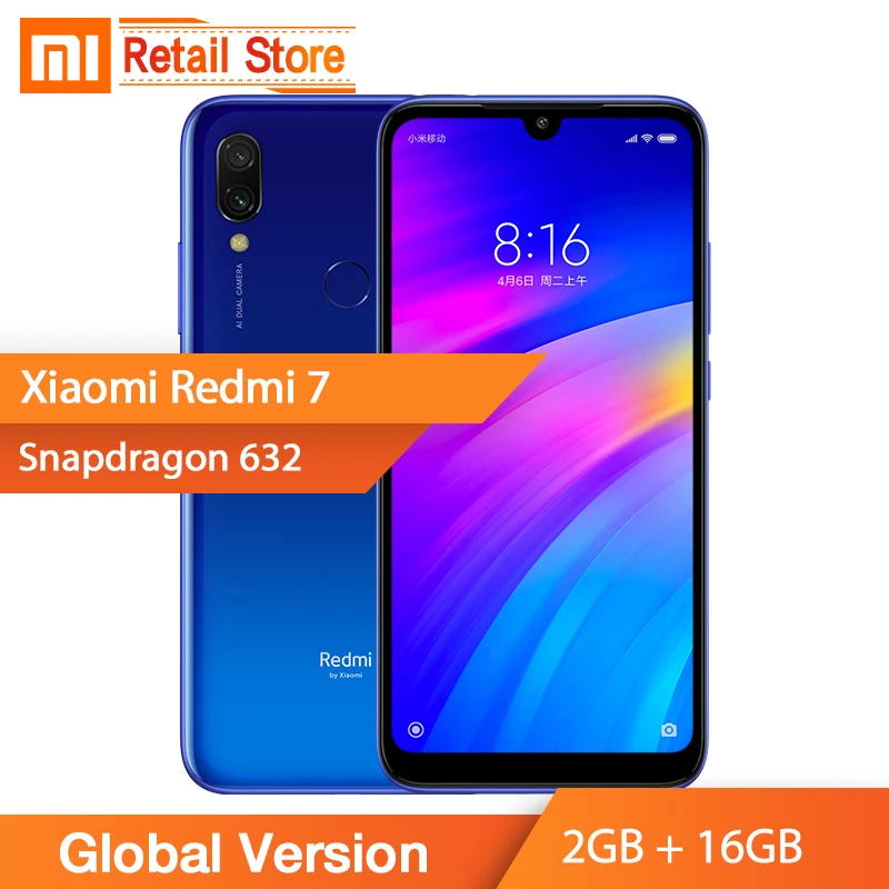 Глобальная версия Xiaomi Redmi 7 редми 2 Гб оперативной памяти 16 встроенной Смартфон
