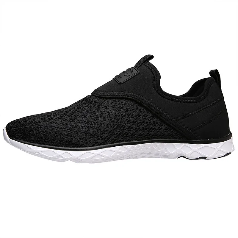 Blackwhite9157 Aleader/Новинка года; дышащая мужская обувь; летняя пляжная обувь без застежки; женская прогулочная водонепроницаемая обувь на плоской подошве; повседневная обувь из сетчатого материала; zapatillas - Цвет: Blackwhite9157