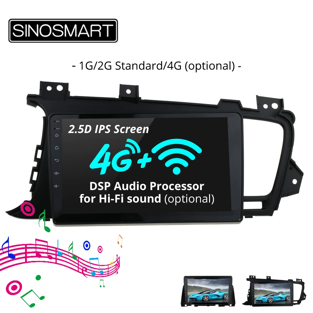 SINOSMART 2.5D ips/QLED экран 1G/2G автомобильный аудио gps-навигатор плеер для Kia K5 Optima 2011- 32EQ DSP, 4G ram опционально
