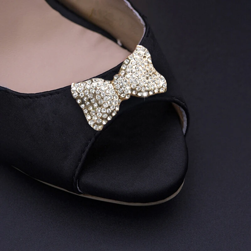 1 paar van high-end schoenen accessoires Rhinestone glans kristal diamant parel boog clip gesp 4 5*2 5 см | Обувь