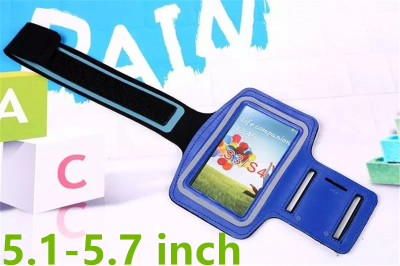 Blue Спортивный нарукавник для Xiaomi, 5,0-6,3 дюймов, для всех сотовых телефонов, водонепроницаемый, ПУ, для спортзала, для бега, нарукавник для Redmi Note 7, huawei P20 Lite, Celular - Цвет: Blue