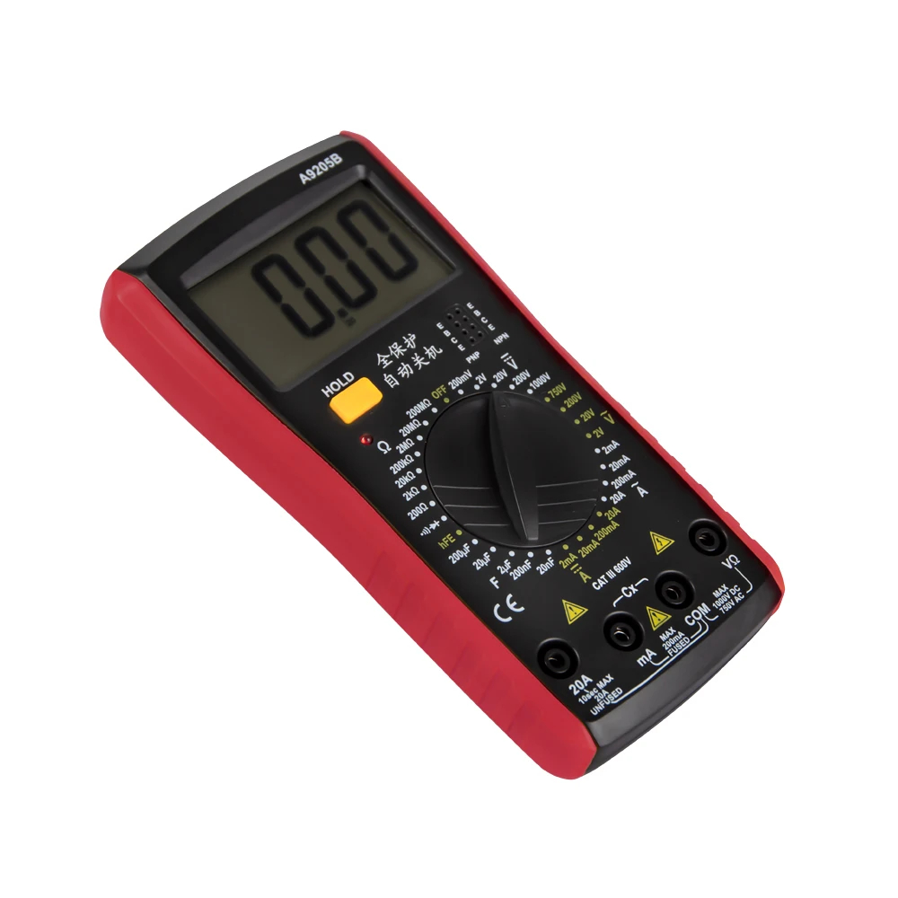 A9205B DIY цифровой мультиметр AC/DC Напряжение Ток Сопротивление Емкость ручной амперметр вольтметр измеритель мощности тестер
