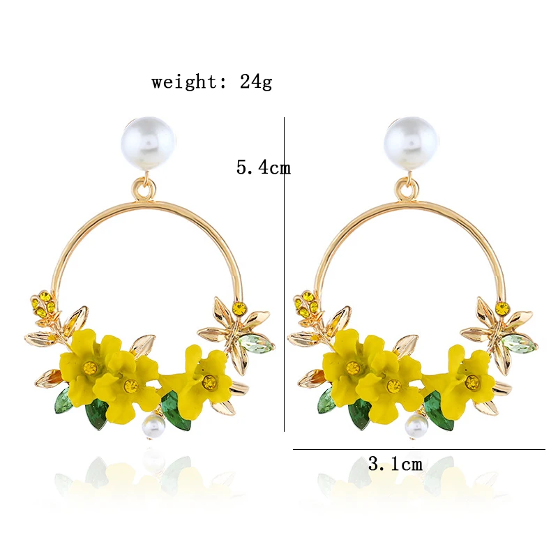 Элегантные серьги с цветами и инкрустацией из искусственного жемчуга большая