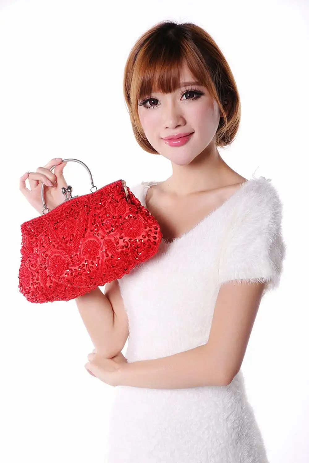 Women's Sequined Pearl Encrusted Evening Bag Wedding Clutch woman bags fashion 2014 designers christmas black friday | Багаж и сумки