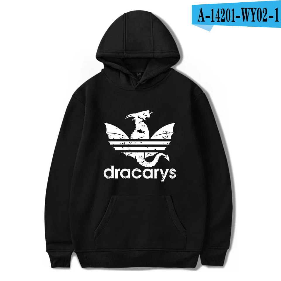 Dracarys толстовки и кофты с принтом аниме-Толстовка Осень г. Игра престолов Кофты для мужчин/wo мужчин негабаритных японский пальто - Цвет: Black