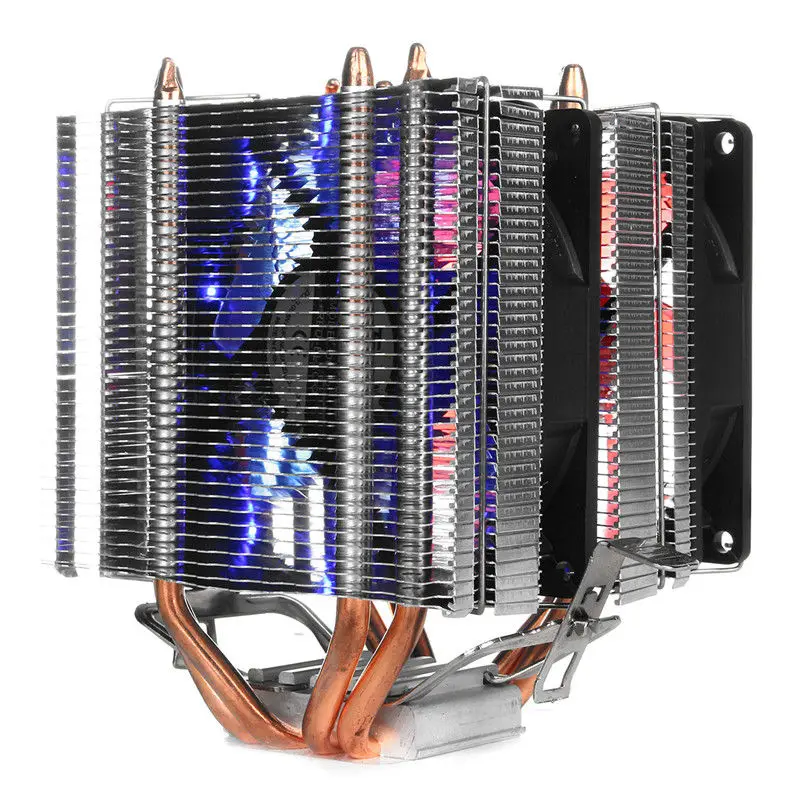 Двойной вентилятор с тепловым стержнем heat pipe радиатор Процессор кулер вентилятор охлаждения радиатора для ПК чехол Intel LGA 1366/1155/1156/775 AMD AM2/AM2+/AM3