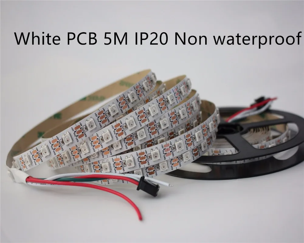 IP20/IP65/IP67 водонепроницаемая светодиодная лента 5 м WS2812B умная Пиксельная 60