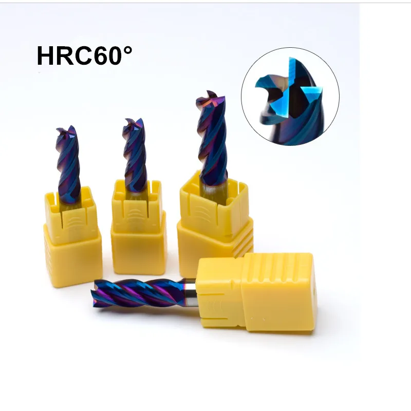 Твердосплавная Концевая фреза GEK 4 флейты Метрическая 60 HRC Helix 35 NaCO - мм 4x15x4x75 |