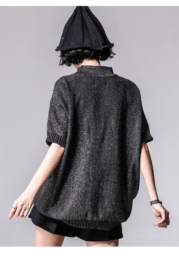 European Station Women's 2018 Spring New Silver Rayon Sweater Snowflake Figure Loose Short-sleeved Knitted Pullover | Женская одежда