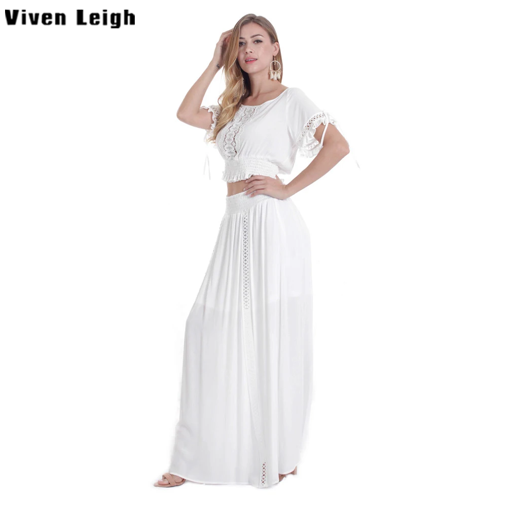 Viven Leigh Boho Для женщин комплект сексуальные топы Длинная юбка элегантный Двойка