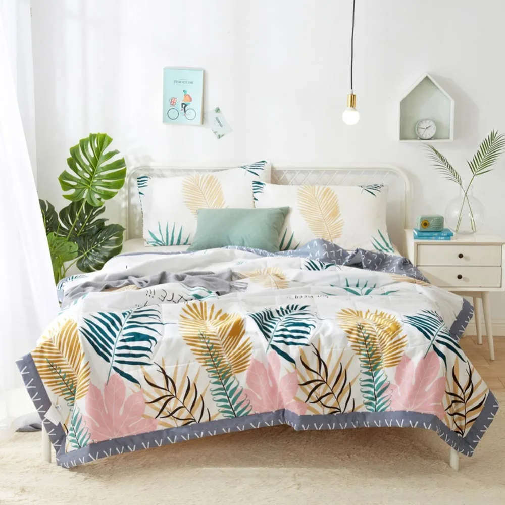 Пасторальные листья бежевое стеганое одеяло мягкое хлопковое наполнитель из