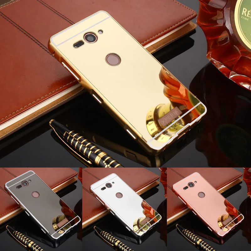 Для Sony XZ2 компактный чехол с металлическим алюминиевым каркасом зеркальной