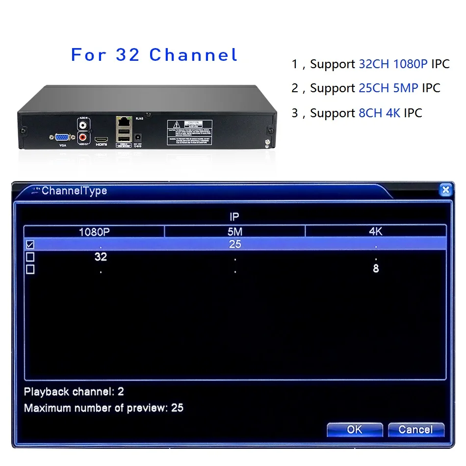 Hiseeu H.265 2HDD 32CH CCTV NVR 960P 1080P 3M 5M DVR сетевой видеорегистратор Onvif 2,0 для ip-камеры 2 SATA XMEYE P2P Cloud