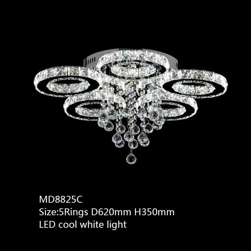 D620 H350mm L5 cool Дизайн, Хрустальный потолочный светильник, Алмазный светодиодный хрустальный светильник для столовой, гостиной, кольцевые круглые люстры, Lamparas de techo Home - Цвет корпуса: D620 H350mm L5 cool