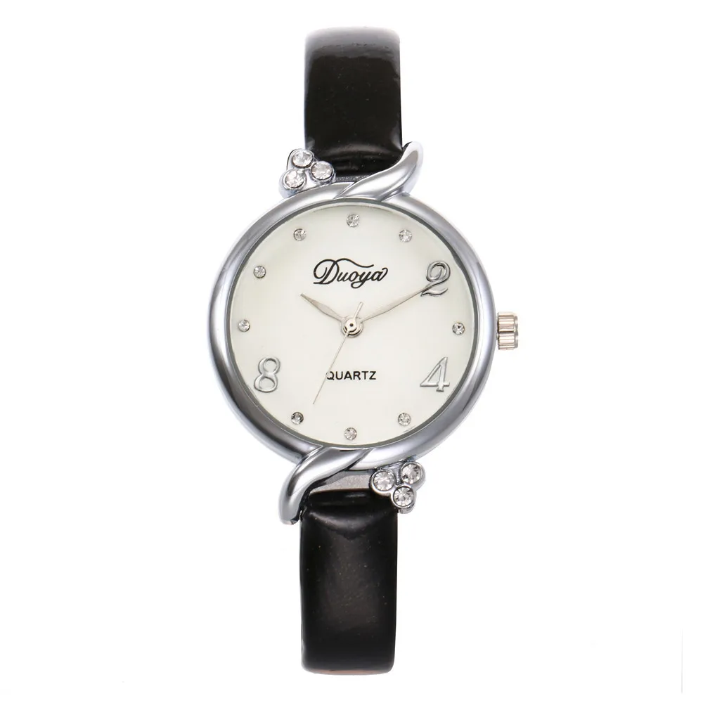 2019 новые кварцевые круглые наручные часы Reloj Mujer женский модный кожаный браслет