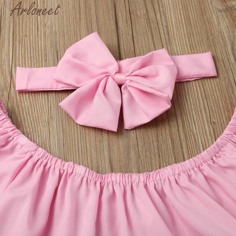 2017 fashiontoddler детские для маленьких девочек Off Shoulder Ruffle футболка Топы