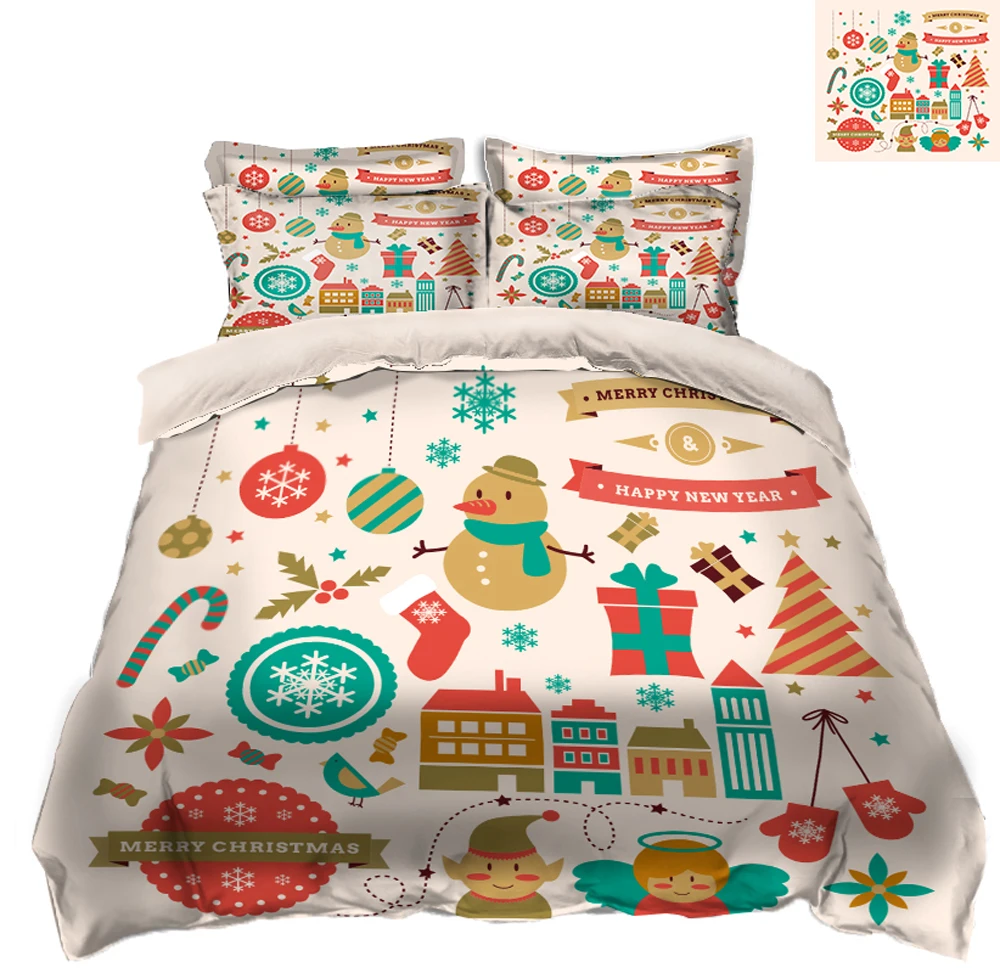 Детский комплект постельного белья из мультфильма Рождество sdecorate twin California king 3D