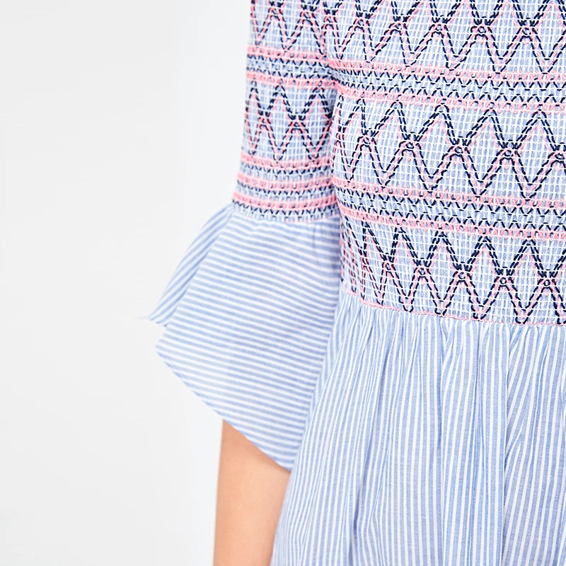 Vero Moda Полосатое платье с открытыми плечами и расклешенными рукавами | 31836Z518