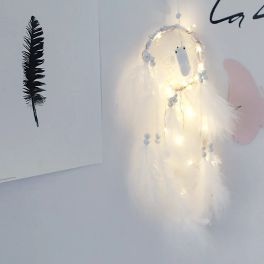Домашний декор 20LED Ловец снов 2 м освещение Девушка номер колокольчик бисер с
