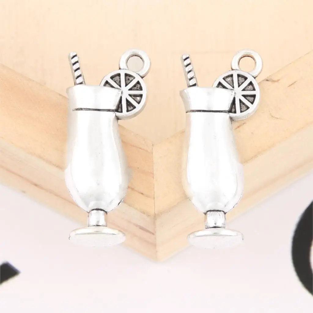 10 шт. серебряных шармов в форме чашки фруктового сока кулон для бармена и