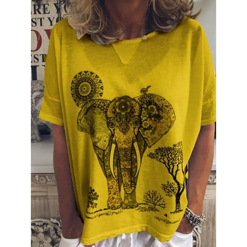 Boho простые пляжные оранжевые футболки для женщин большие размеры Желтый