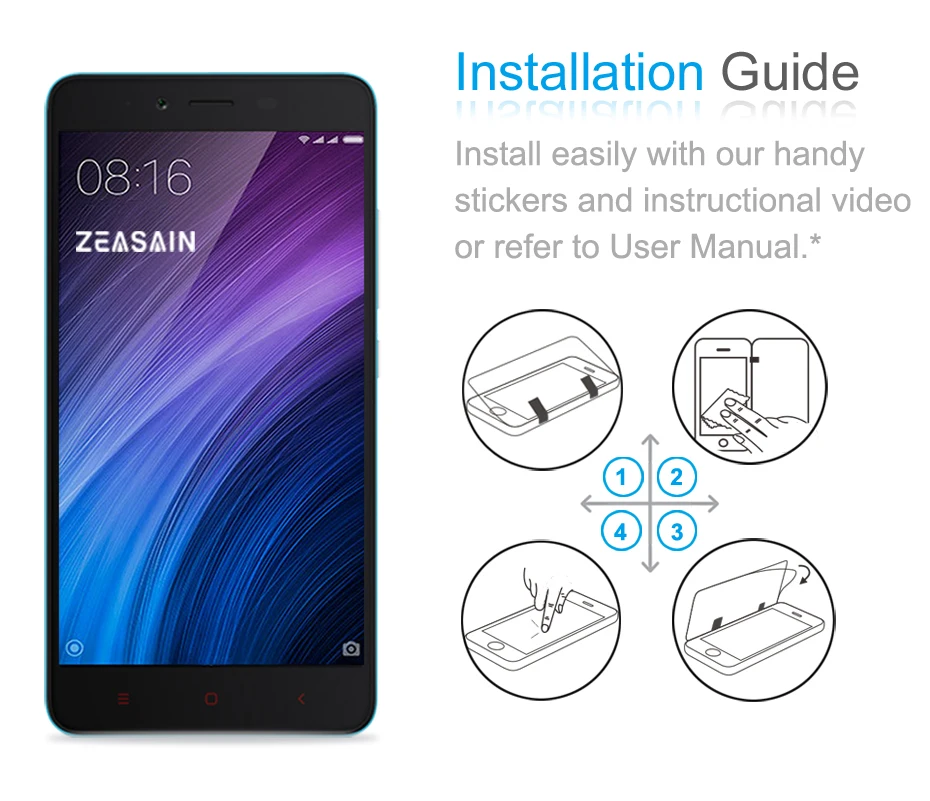 Оригинальное закаленное защитное стекло ZEASAIN 0 3 мм премиум класса для Xiaomi Redmi Note 2