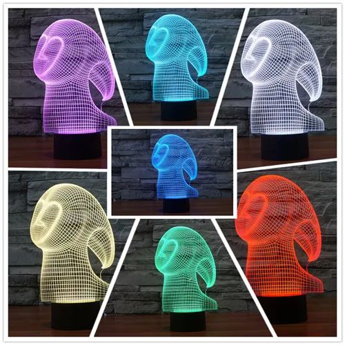 Призрак 3D USB Led ночник 7 цветов меняющая Рождественское настроение лампа