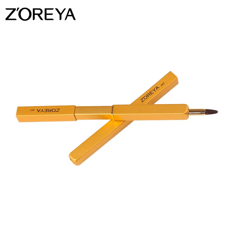yellow ZOREYA брендовые профессиональные высококачественные синтетические волосы кисти для губ портативные металлические ручки кисти для макияжа губ - Handle Color: yellow