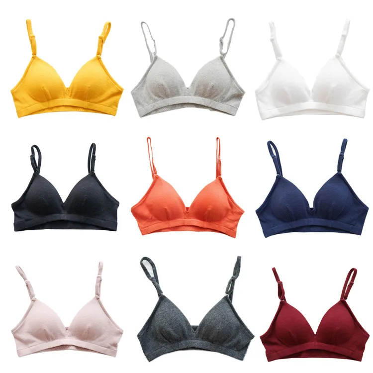 HENNYRUE New Fresh Cotton No Steel Ring Pit Small Chest Based Sports Bra 70A To 80C 9 color choose 1834