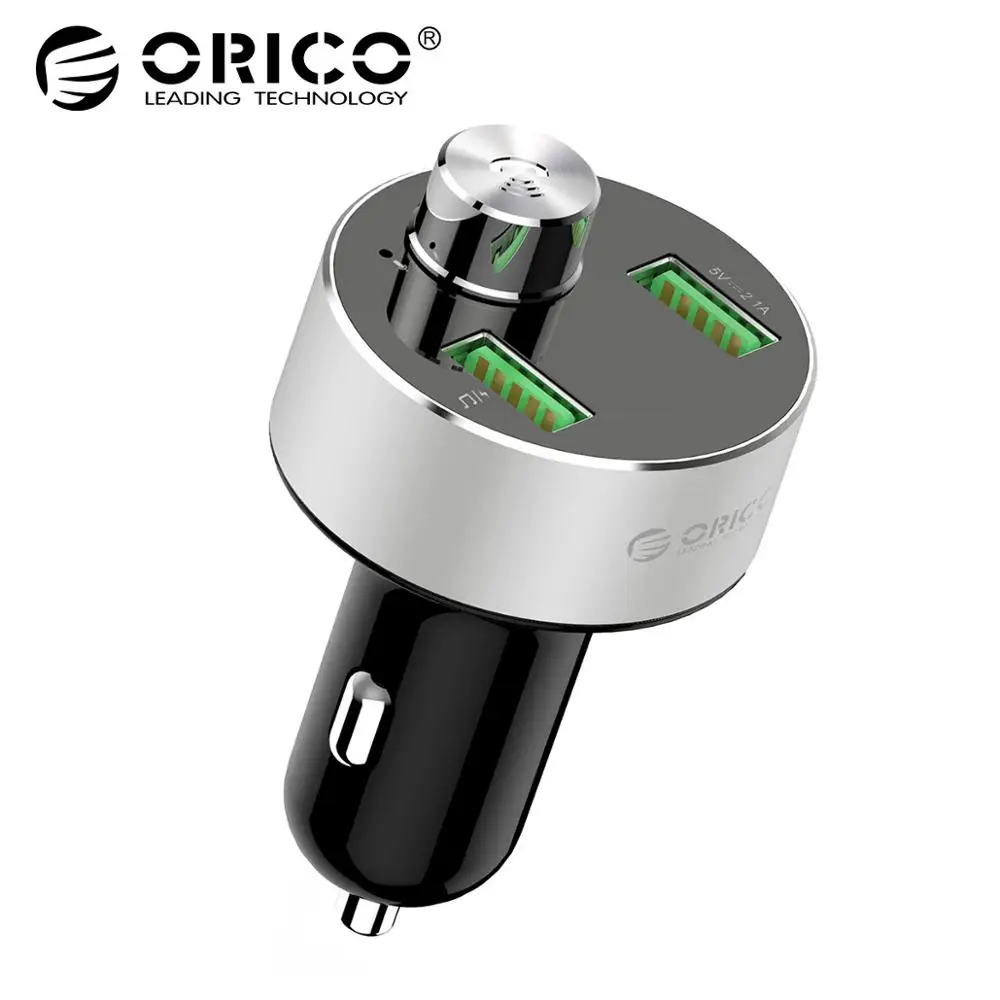 ORICO, 2 порта, USB, Bluetooth, быстрая скорость, автомобильное зарядное устройство с динамиком, светодиодный экран для Iphone, для Xiaomi Max, для One Plus - Тип штекера: Универсальный
