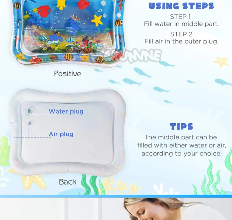 Marumine Детские воды игровой коврик для детей watermat 2-в-1 младенцев активности Тренажерный зал игрушки надувные креативный коврик игры Коврик для детей