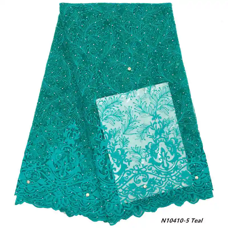 N10410-5 Teal Mr. Z вышитая французская Сетка кружевная ткань последняя нигерийская кружевная ткань высокого качества Свадебная африканская Кружевная Ткань 5 ярдов - Цвет: N10410-5 Teal