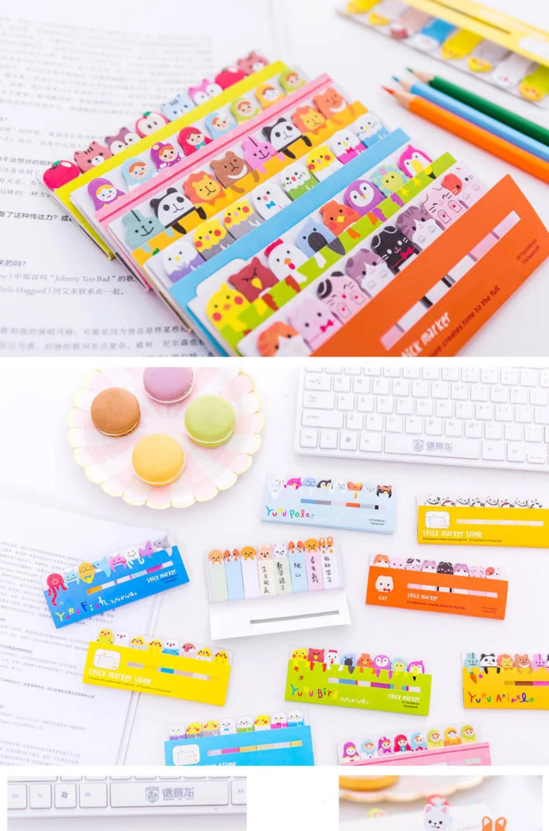 EZONE Kawaii, Мультяшные животные, стикеры для заметок в форме кошки/собаки/медведя, блокнот для заметок, блокнот, Стикеры для заметок, школьные офисные принадлежности